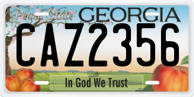 GA license plate CAZ2356