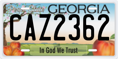 GA license plate CAZ2362