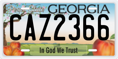 GA license plate CAZ2366