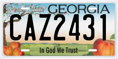 GA license plate CAZ2431