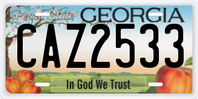 GA license plate CAZ2533