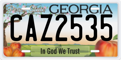 GA license plate CAZ2535