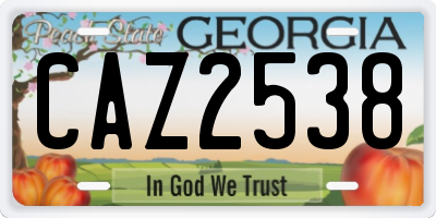 GA license plate CAZ2538