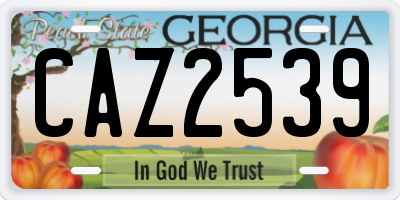 GA license plate CAZ2539