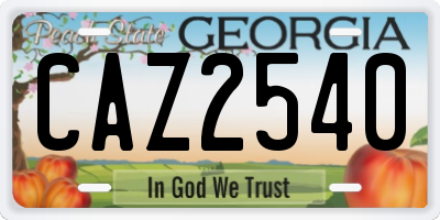 GA license plate CAZ2540