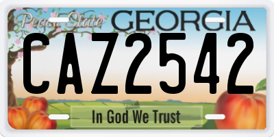 GA license plate CAZ2542