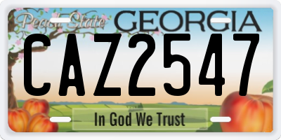 GA license plate CAZ2547