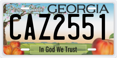 GA license plate CAZ2551