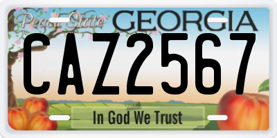 GA license plate CAZ2567