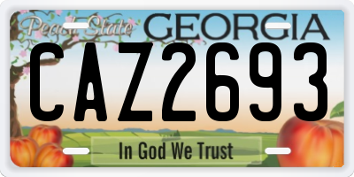 GA license plate CAZ2693