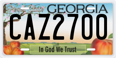 GA license plate CAZ2700