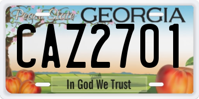 GA license plate CAZ2701