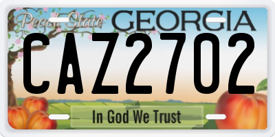 GA license plate CAZ2702