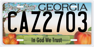 GA license plate CAZ2703