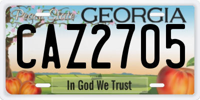 GA license plate CAZ2705