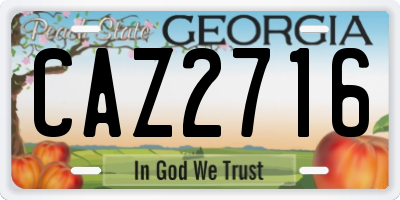 GA license plate CAZ2716