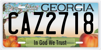 GA license plate CAZ2718