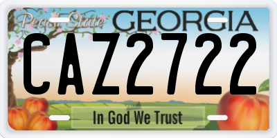GA license plate CAZ2722