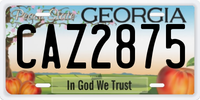 GA license plate CAZ2875