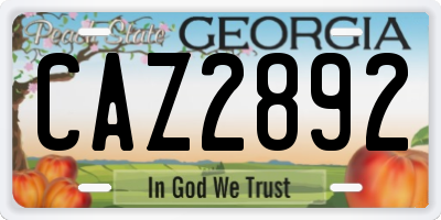 GA license plate CAZ2892