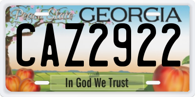 GA license plate CAZ2922