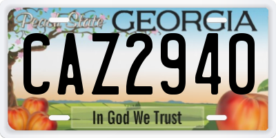 GA license plate CAZ2940