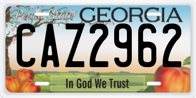 GA license plate CAZ2962