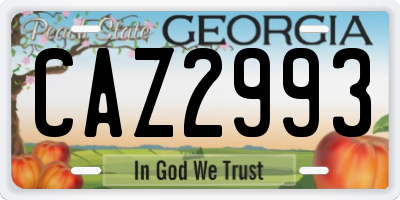 GA license plate CAZ2993