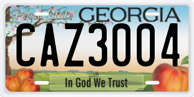 GA license plate CAZ3004