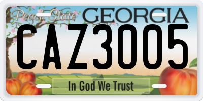 GA license plate CAZ3005