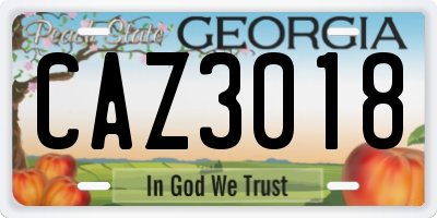 GA license plate CAZ3018