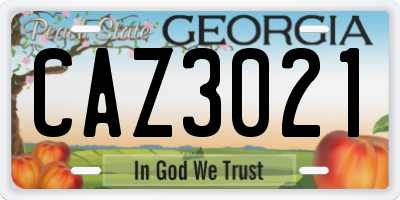 GA license plate CAZ3021