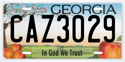 GA license plate CAZ3029