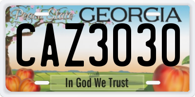 GA license plate CAZ3030