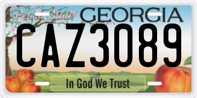 GA license plate CAZ3089