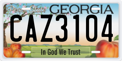 GA license plate CAZ3104