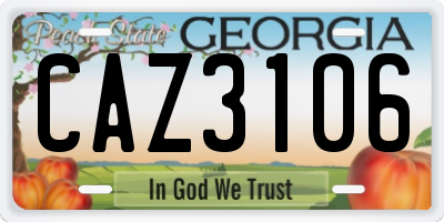 GA license plate CAZ3106