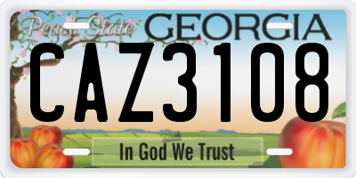 GA license plate CAZ3108