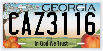 GA license plate CAZ3116