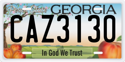 GA license plate CAZ3130