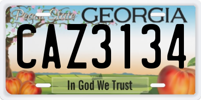GA license plate CAZ3134