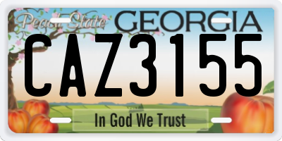 GA license plate CAZ3155