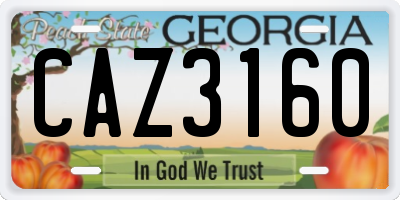 GA license plate CAZ3160