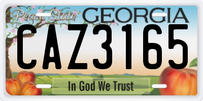 GA license plate CAZ3165