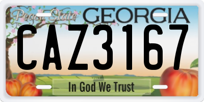 GA license plate CAZ3167