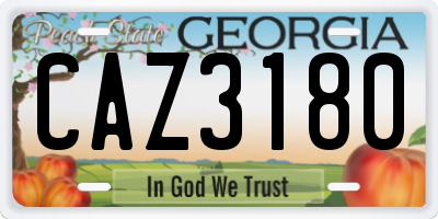 GA license plate CAZ3180
