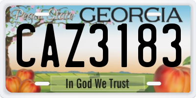 GA license plate CAZ3183