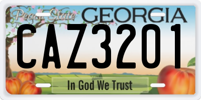 GA license plate CAZ3201