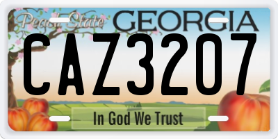 GA license plate CAZ3207