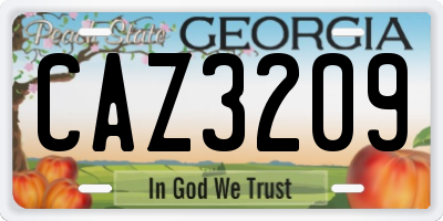 GA license plate CAZ3209